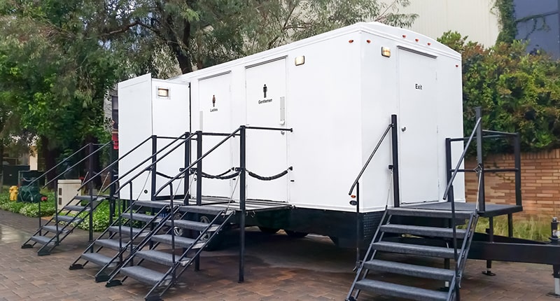 luxury restroom trailers provide individual, private stalls for maximum privacy